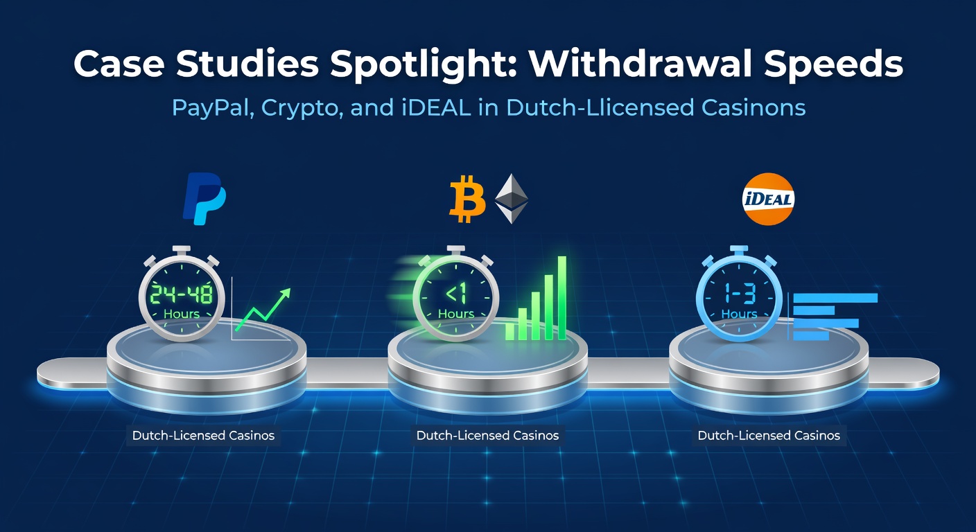 Grafiek met vergelijkende uitbetalingstijden van PayPal, crypto en iDEAL in Nederlandse online casinos, met balken die snelheden in uren en minuten tonen