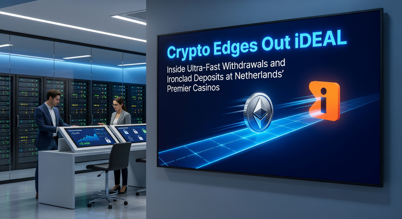 Grafiek die crypto-uitbetalingssnelheden vergelijkt met iDEAL bij Nederlandse online casino's, met opvallende voorsprong voor cryptocurrency