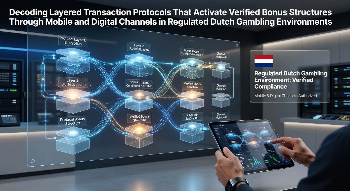 Illustratie van gelaagde transactieprotocollen in Nederlandse online kansspelen met mobiele en digitale elementen