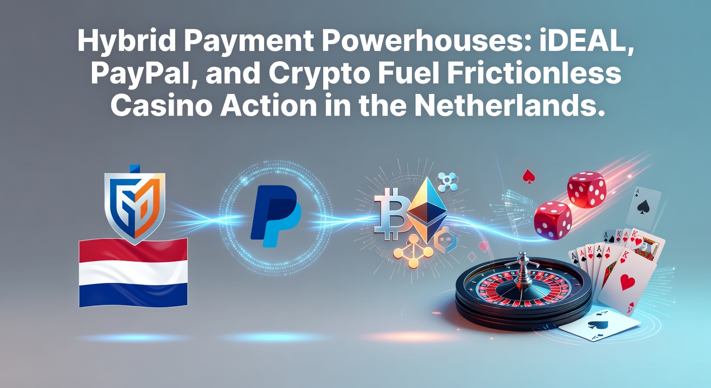 Grafiek met hybride betaalmethoden zoals iDEAL, PayPal en crypto in Nederlandse online casinos, toonend groeiende transacties
