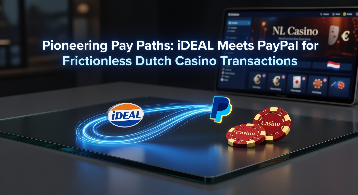 Grafische weergave van iDEAL en PayPal die samenkomen voor snelle casino-betalingen in Nederland, met euro-symbolen en casino-chips